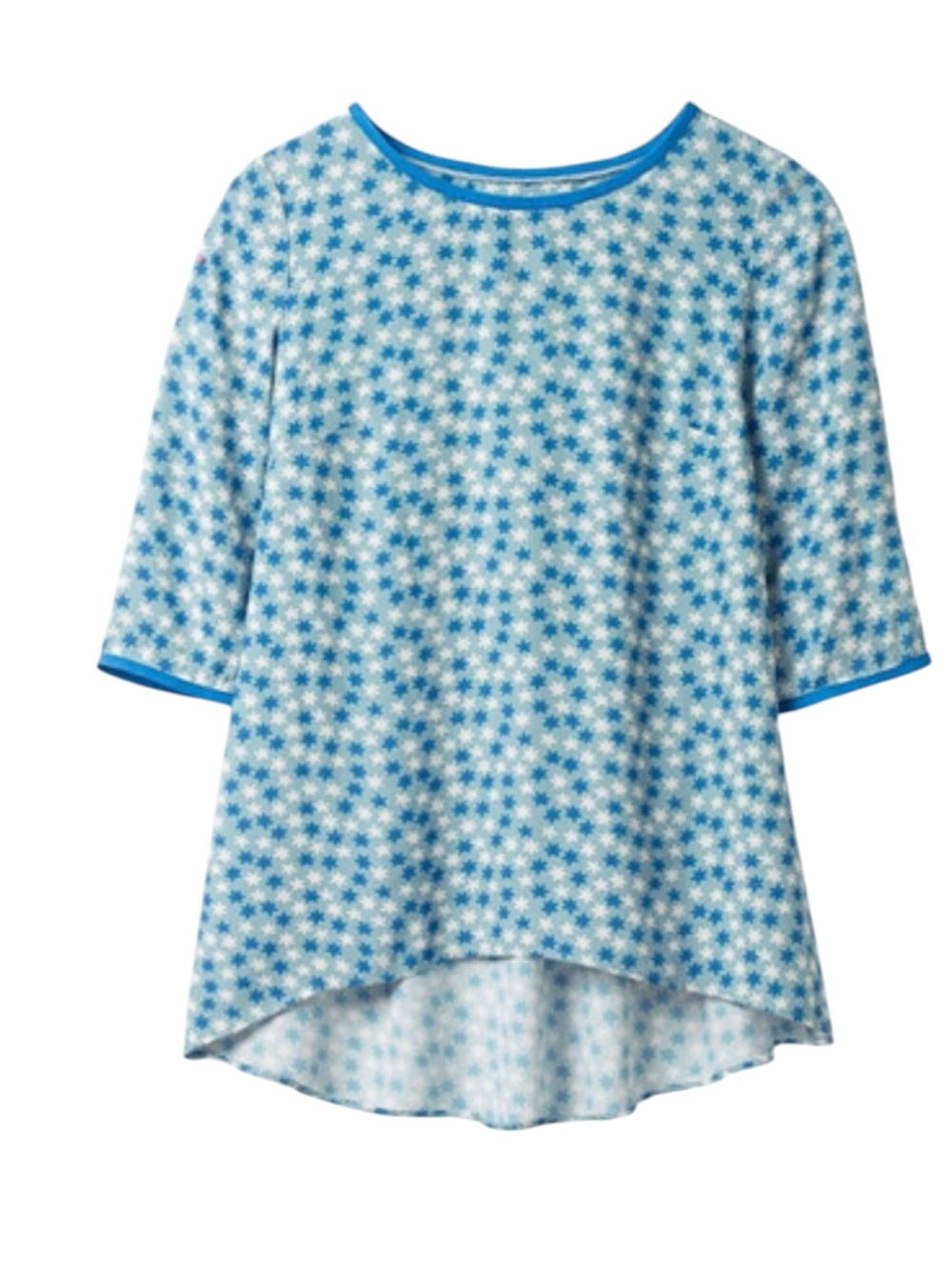 NEW Boden Light Blue Star Print 3/4 Sleeve Relaxed Women's Blouse